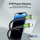 Promate 27W Power Delivery USB-C to Lightning Cable with Transparent Shells | TransLine-Ci |