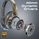 Promate Active Noise Cancelling Hi-Fi Stereo Wireless Headphones with RGB Lights | TransTune |