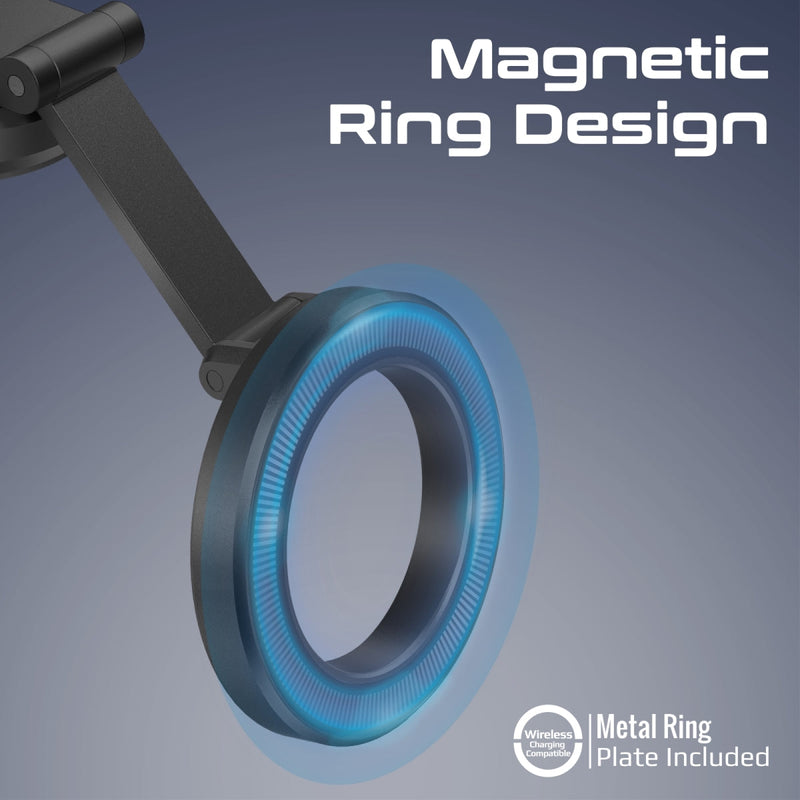 Promate 360° Car Mount MagSafe Compatible, Foldable Magnetic Ring Smartphone Holder | MagHoop-HG |