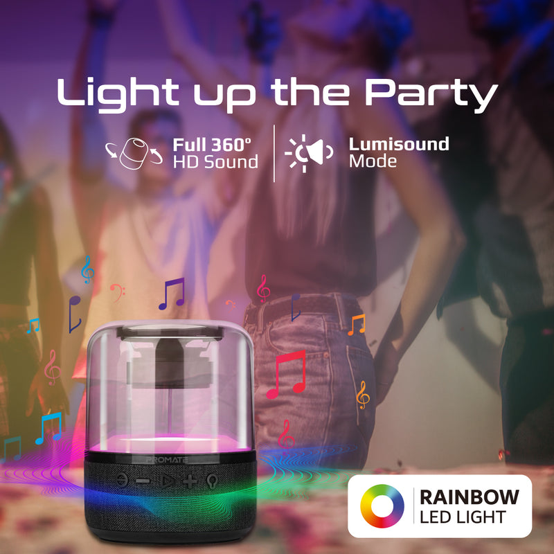 Promate HD LumiSound® 360° Surround Bluetooth Speaker With LED Lights | Glitz-L |