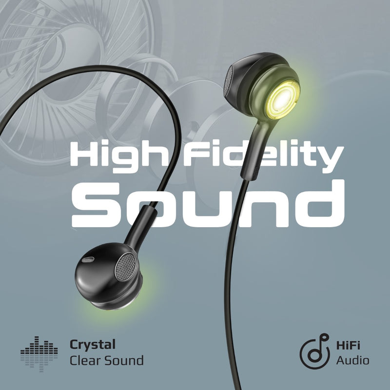 Promate Transparent Stereo USB-C Wired RGB Earphones | LumiBuds-C |
