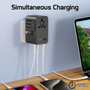 Promate Multi-Port 70W GaN Travel Adapter with Retractable Built-in USB-C Cable | TripMate-GaN70R |
