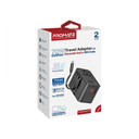 Promate Multi-Port 70W GaN Travel Adapter with Retractable Built-in USB-C Cable | TripMate-GaN70R |