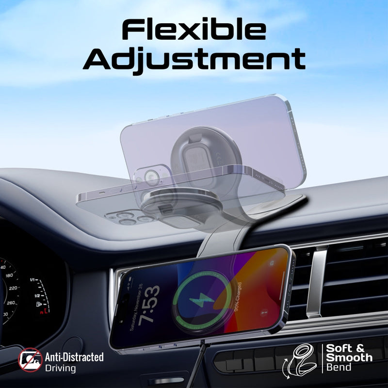 Promate 15W MagSafe Compatible Flexible Smartphone Charging Car Mount | LaxMount-15W |