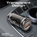 Promate 65W RapidCharge™ Transparent Mini Car Charger with Power Delivery & QC 3.0 | TransDrive-65W |