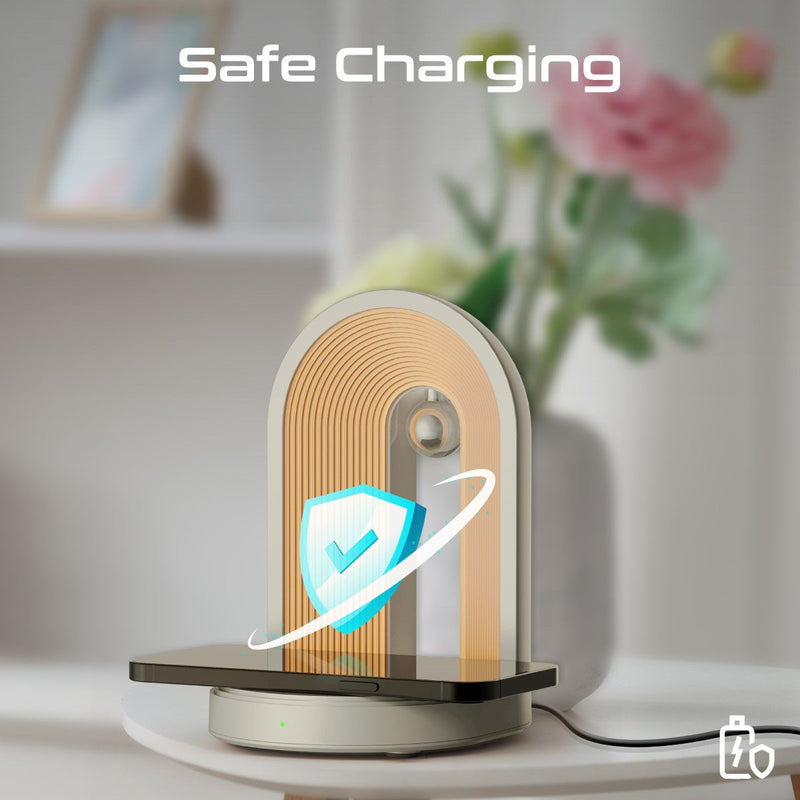 Promate 3 in 1 Multi-Functional LED Lamp, Bluetooth Speaker, with 15W Wireless Charger | Globe-Qi |
