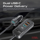 Promate 120W RapidCharge™ Car Charger with Multi-Port Backseat Charging Hub | GearHub-120W |