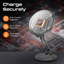 Promate Foldable MagSafe Compatible 15W Wireless Charging Car Mount, Metal Ring Plate Included | Magnus2-Qi |