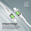 Promate 60W Power Delivery Ultra-Fast USB-C Cable with Transparent Shells, LED Lights, 2m Length | TransLine-CC200 |