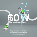 Promate 60W Power Delivery Ultra-Fast USB-C Cable with Transparent Shells, LED Lights, 2m Length | TransLine-CC200 |