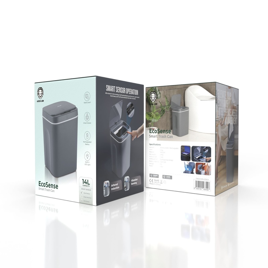 Green Lion Ecosense Smart Trash Can With Smart Sensors | GNSECODUSTBGY |