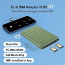 IKOS K7 Dual Sim Card Adapter, 4G Network, Call Recording, WiFi Sharing, SMS