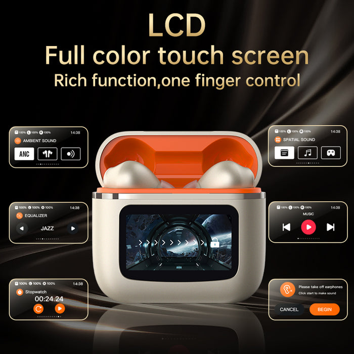 Green Lion Touchwave ANC Wireless Earbuds With LCD Touch Screen | GNTWVEANC |