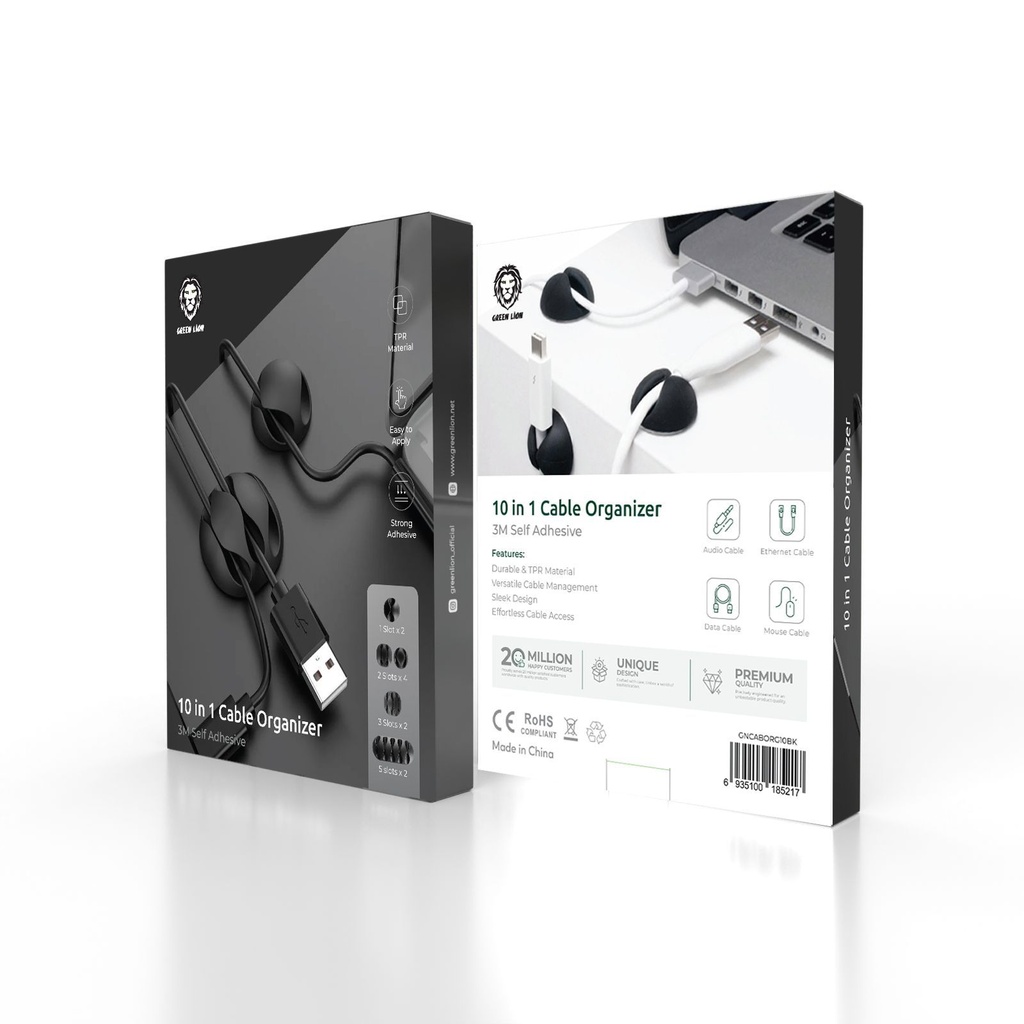 Green Lion 10 in 1 Cable Organizer | GNCABORG10BK |