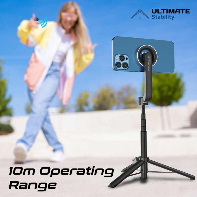 Promate MagSafe Compatible Foldable Selfie Stick with BT Remote Control | MagStick |