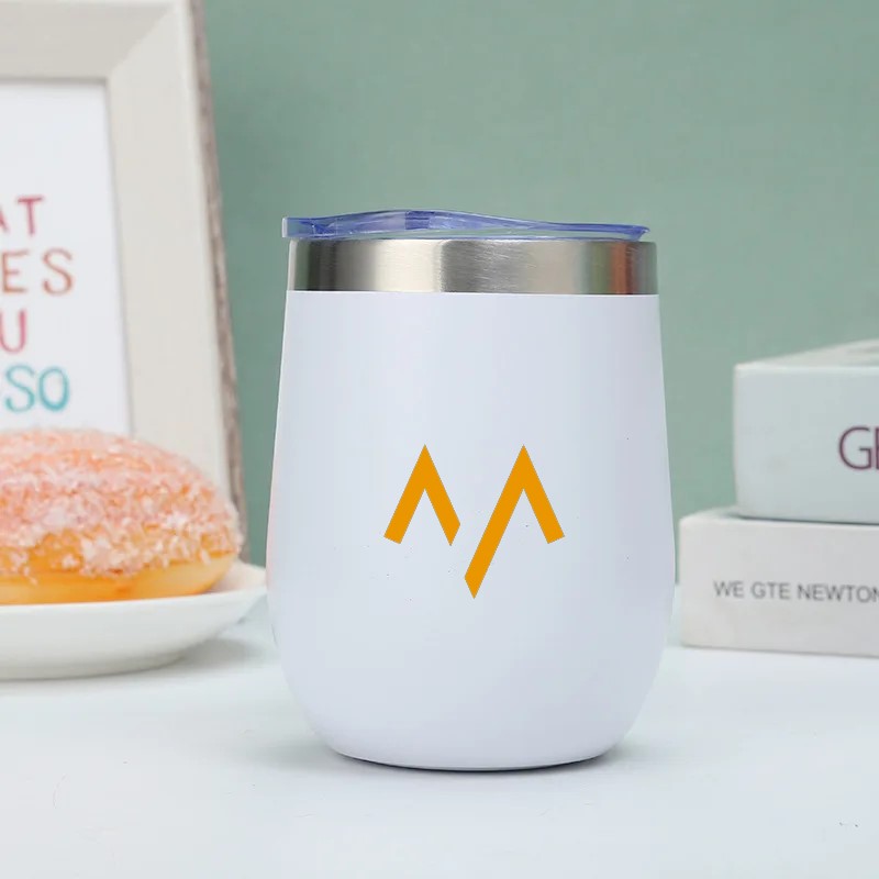 7MD Cup U Shaped, Double-Wall Stainless Steel Unbreakable Drinking Cups, Travel Coffee Mug 360ml With Sliding Lid