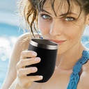 7MD Cup U Shaped, Double-Wall Stainless Steel Unbreakable Drinking Cups, Travel Coffee Mug 360ml With Sliding Lid