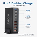 7MD Desktop Fast Charger With GaN Safety Technology, With 4 Type-C +4 USB Ports & 240W Total Power