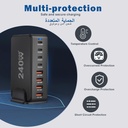 7MD Desktop Fast Charger With GaN Safety Technology, With 4 Type-C +4 USB Ports & 240W Total Power