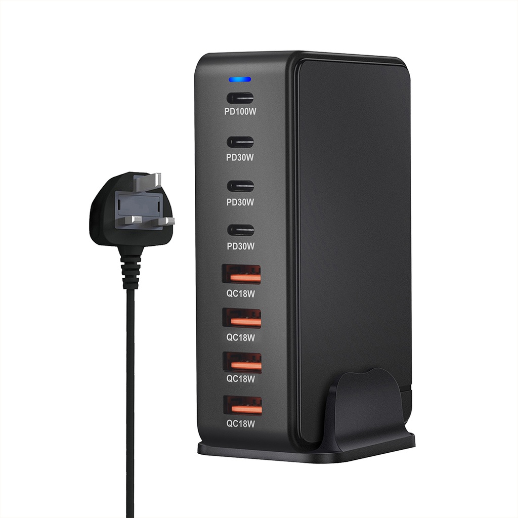 7MD Desktop Fast Charger With GaN Safety Technology, With 4 Type-C +4 USB Ports & 240W Total Power