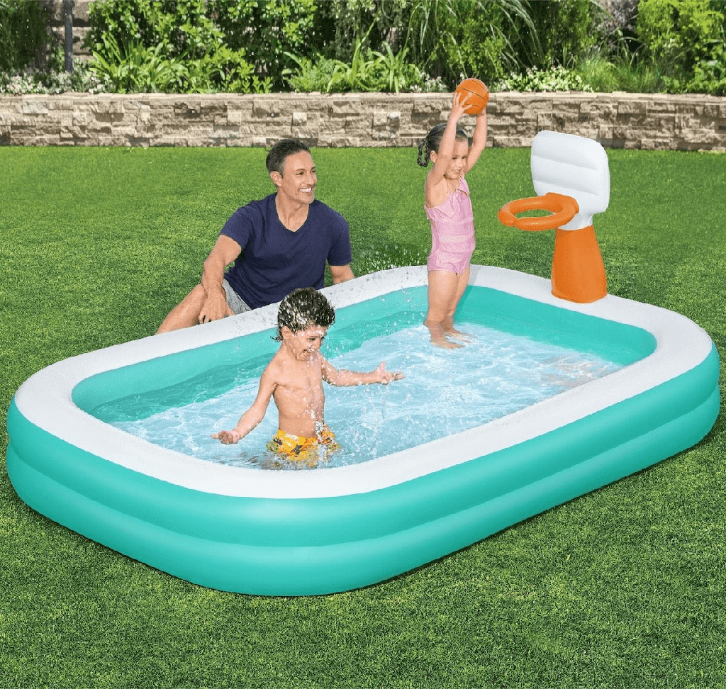 Bestway Dunk n' Splash Inflatable Family Swimming Pool (251 x 168 x 102cm) With 1 Air Pump Inflator | 54445 |