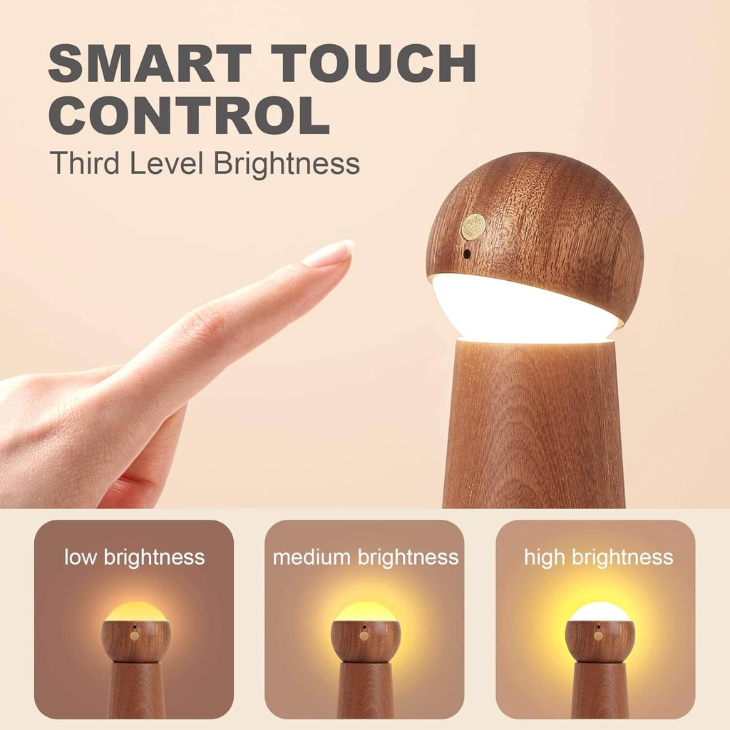 7MD Smart Indoor LED Light Wooden With Voice Control & 3 Brightness Levels, Intelligence Voice Activated, Night Dimmable Touch Control Table Lights, Table Lamp | 7MD2422 |