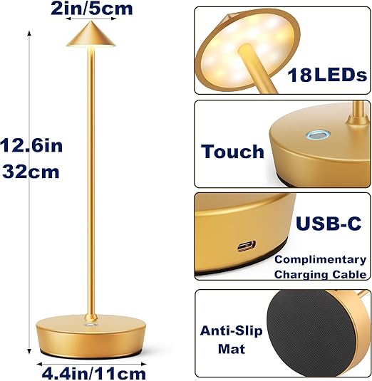 7MD Table Lamp Rechargeable Unique Bedside LED Light With 3 Brightness Level Table Light Model: 7MD2404