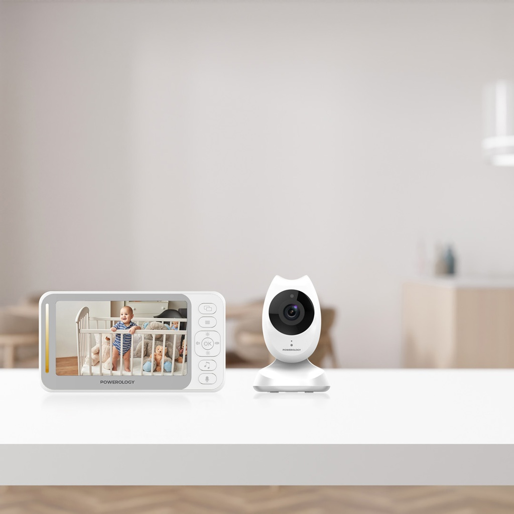 Powerology Smart Cam Baby Monitor Two-Way Audio & Smart Sensors | PWBMCWH |
