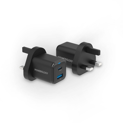 Powerology Dual Port Super Compact 35W Quick Charger With USB-C to USB-C cable included | PWCUQC023-C |