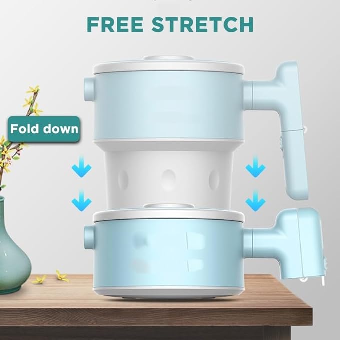 7MD Portable Foldable Kettle Stainless Steel+Silicon With 800mL Capacity & 800W Power