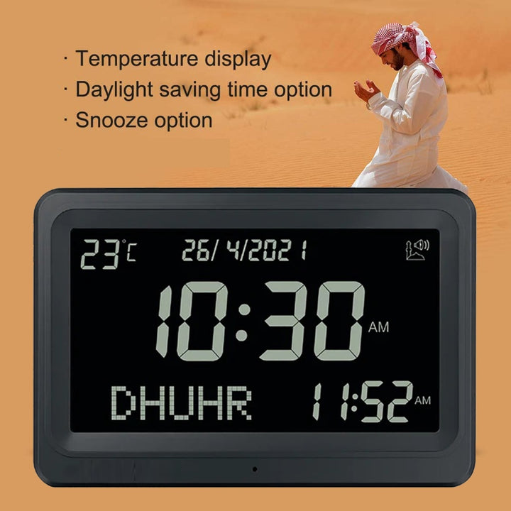 7MD Azan Clock With Prayer & Azan Reminders, Temperature Display