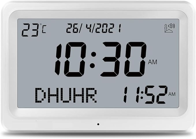 7MD Azan Clock With Prayer & Azan Reminders, Temperature Display