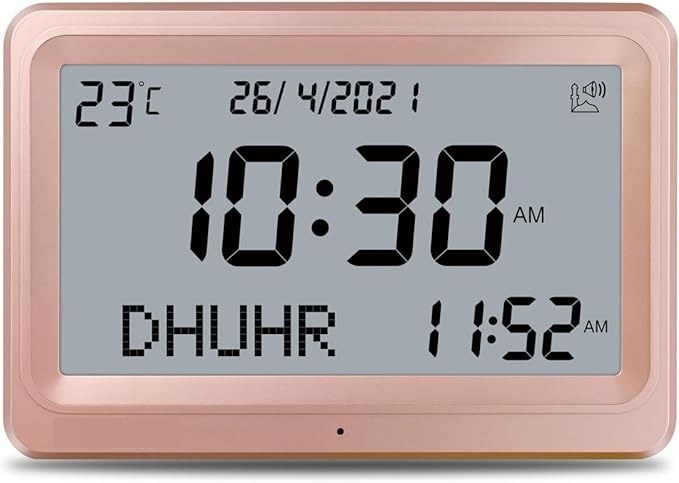 7MD Azan Clock With Prayer & Azan Reminders, Temperature Display