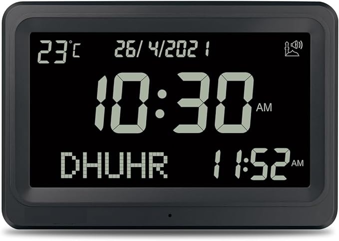 7MD Azan Clock With Prayer & Azan Reminders, Temperature Display