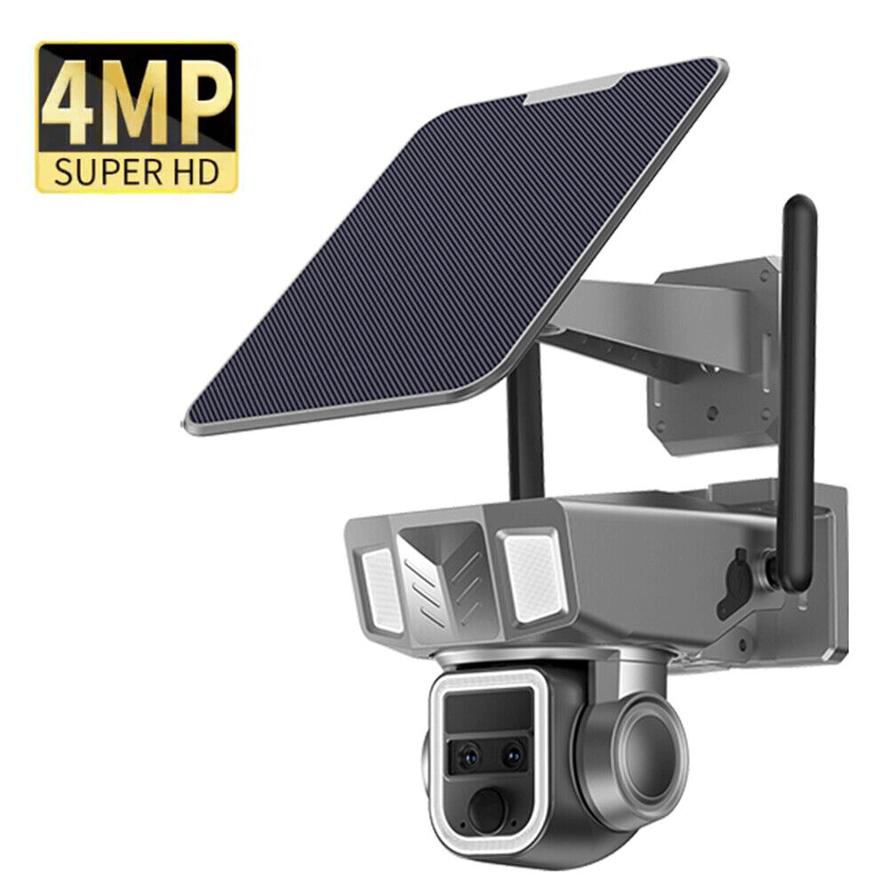 7MD Camera Solar Triple Lens Linkage Camera 10x Zoom with Dual Network (4G + WiFi) Model:7MD2430