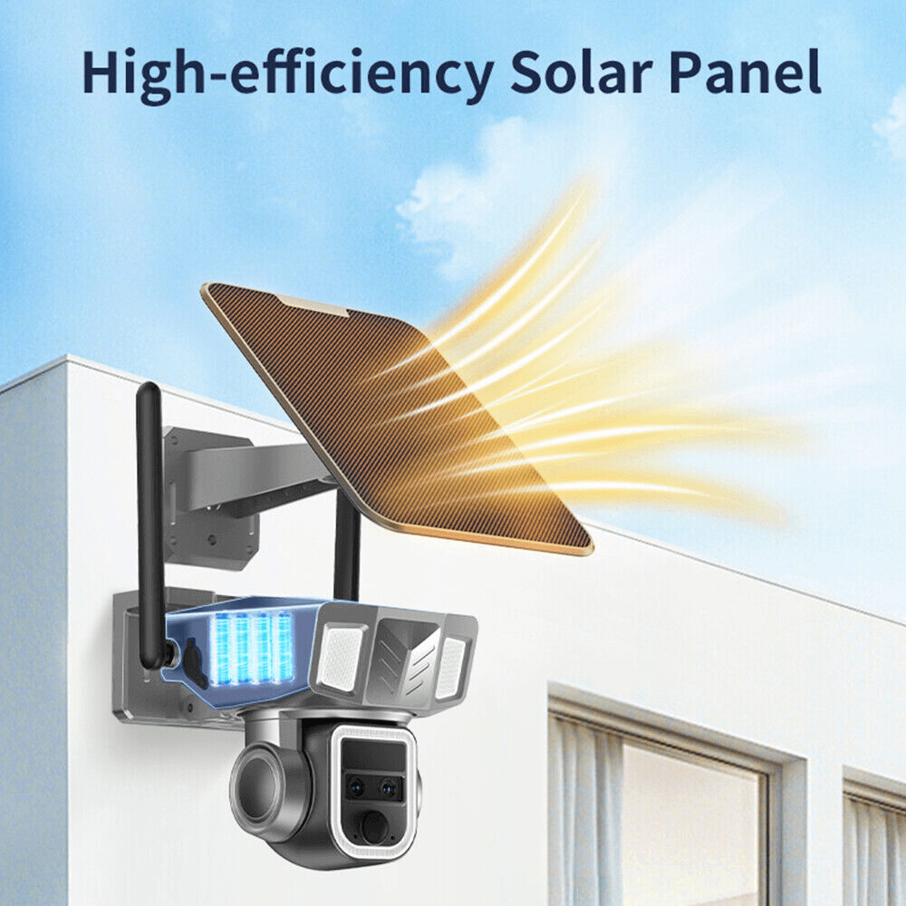 7MD Camera Solar Triple Lens Linkage Camera 10x Zoom with Dual Network (4G + WiFi) Model:7MD2430