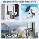 7MD Camera Solar Triple Lens Linkage Camera 10x Zoom with Dual Network (4G + WiFi) Model:7MD2430