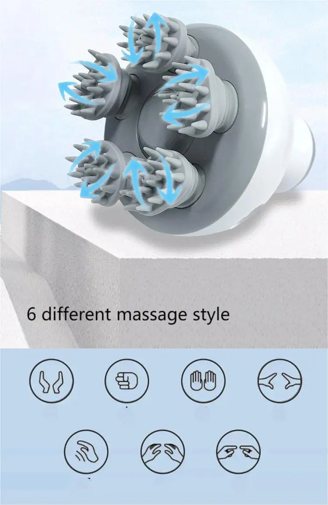 7MD Portable Head Care Massager Pro With 4 Speed Levels & Rechargeable Battery 1200 mAh Model:7MD2414