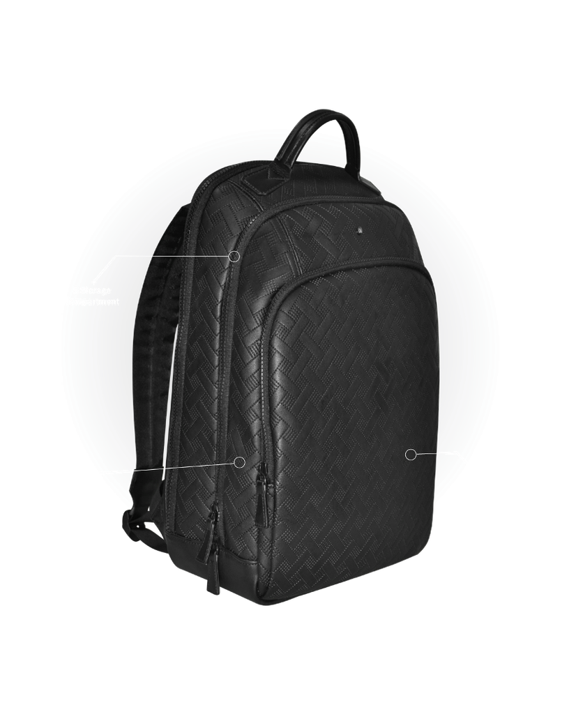 Levelo Gracia PU Leather Water Resistant Black Universal Backpack | LVLUFBGBK |