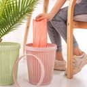 Quaanti Round Rattan Waste Basket,Dustbin Hollow Pattern Garbage Container Bin Storage Basket with Built-in Trash Bag Box, Solid Color Paper Basket Trash Can Dustbin for Bathroom,Kitchen,Office