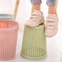 Quaanti Round Rattan Waste Basket,Dustbin Hollow Pattern Garbage Container Bin Storage Basket with Built-in Trash Bag Box, Solid Color Paper Basket Trash Can Dustbin for Bathroom,Kitchen,Office
