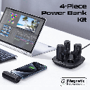 Promate Ultra-Compact 4-Piece Fast Charging Power Bank Kit with In-Built USB-C and Lightning Connectors | DeltaPack |
