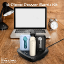 Promate 4-Piece 10000mAh Power Bank Charging Set with In-Built USB-C and Lightning Cables | Quatro-10 |