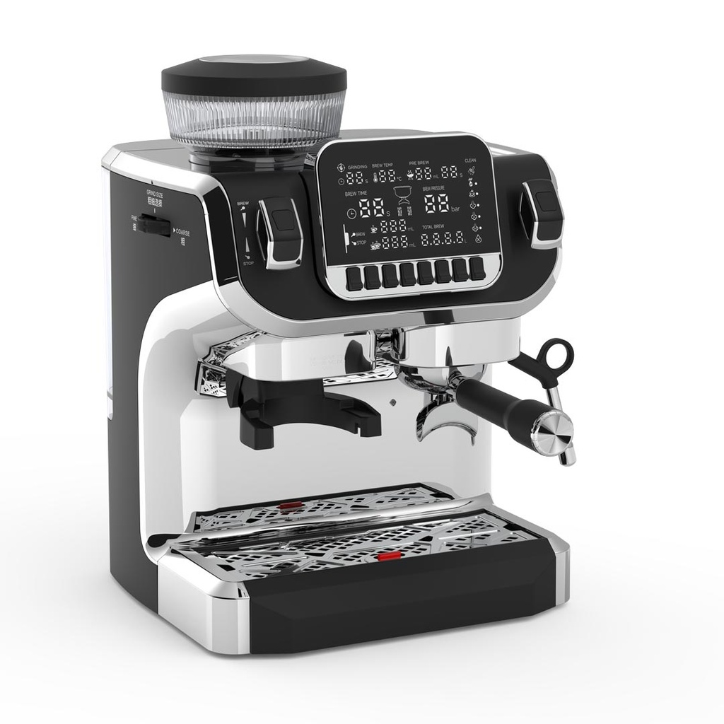 Lepresso Semi-Automatic Espresso Machine with Bean Grinder, Milk Steamer & Touch Display | LPECMLDBK |
