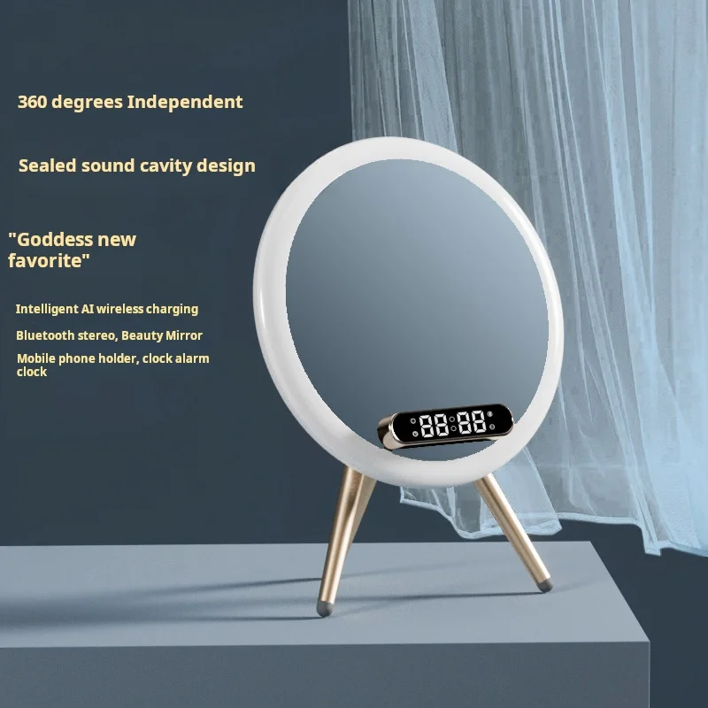 Magic Mirror Q6 With Light & 15W Wireless Charging Bluetooth Clock Q6