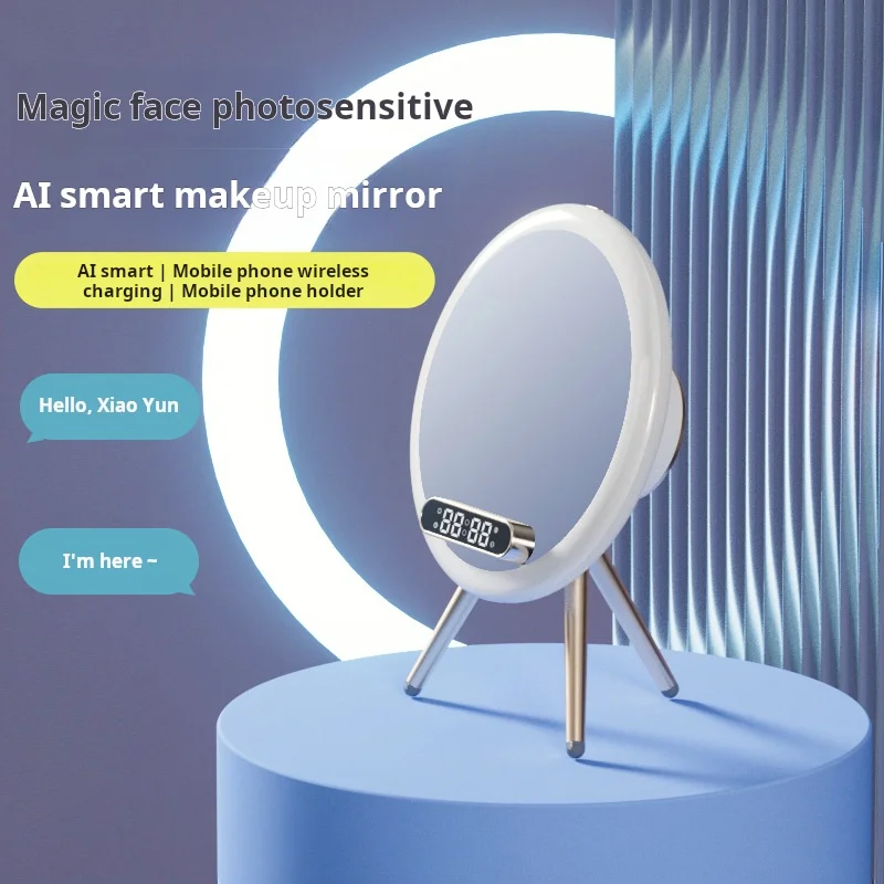 Magic Mirror Q6 With Light & 15W Wireless Charging Bluetooth Clock Q6