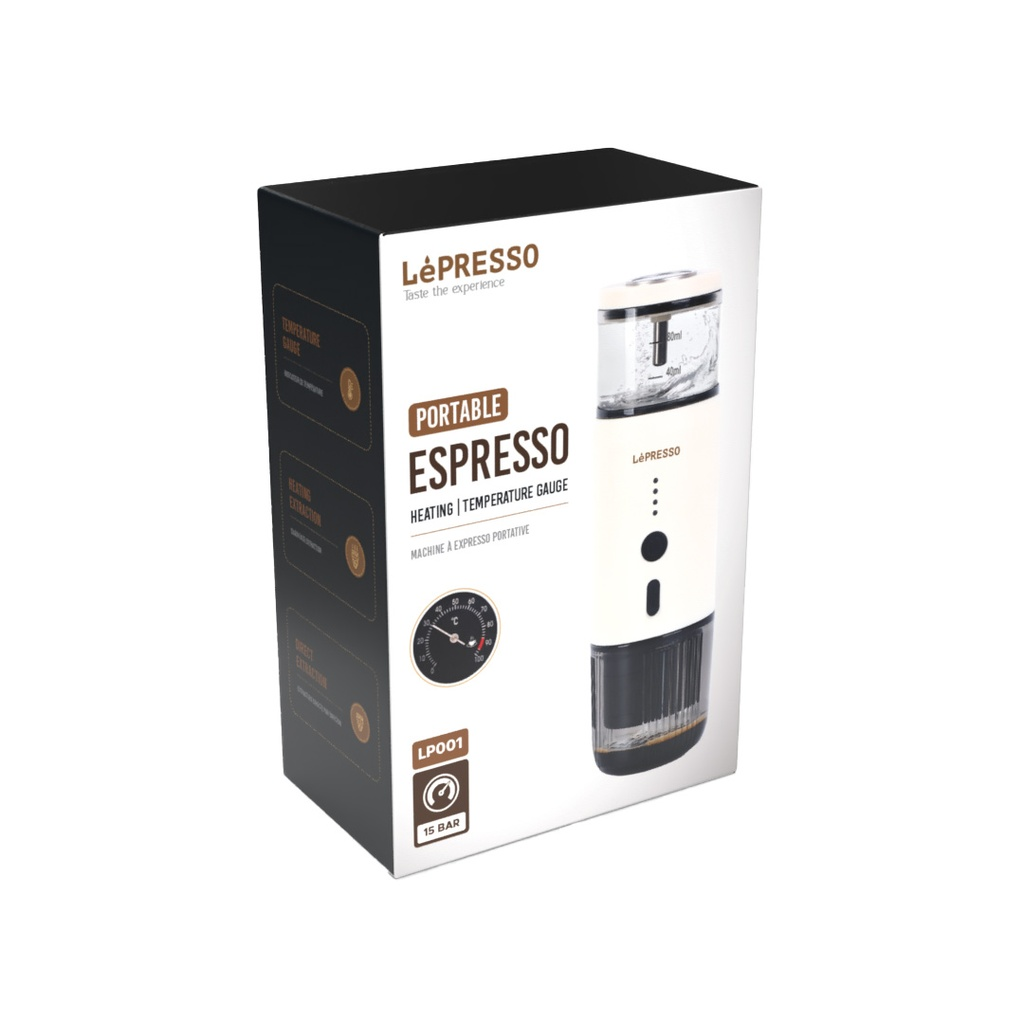 LePresso 135W 80ml Portable Espresso Machine Temperature Gauge Direct Heating & Extraction for Perfect Coffee |LP001|