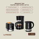 LePresso Breakfast Set: Toaster, Kettle & Drip Coffee Maker - Auto Shut Off, Keep Warm Function, Stainless Steel - Black |LP009||LPCFFM0009|