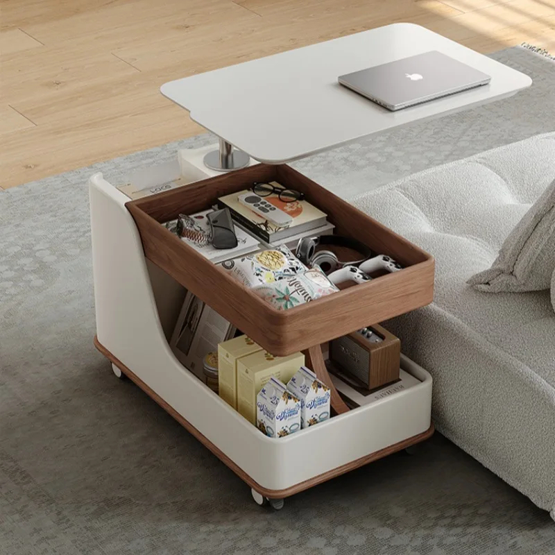 Stylish Movable Solid Wood Coffee Table with Wheels & Lift Top Multifunctional Space-Saving Design Side Table for Living Room |CJ08|