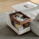 Stylish Movable Solid Wood Coffee Table with Wheels & Lift Top Multifunctional Space-Saving Design Side Table for Living Room |CJ08|